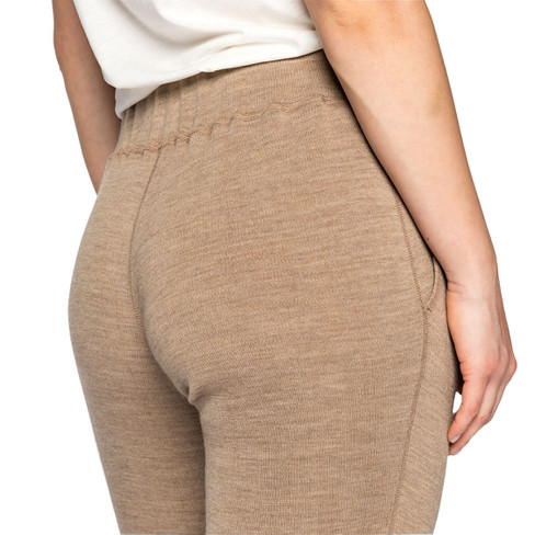 Wollen jersey broek van zuiver bio-merinowol, camel