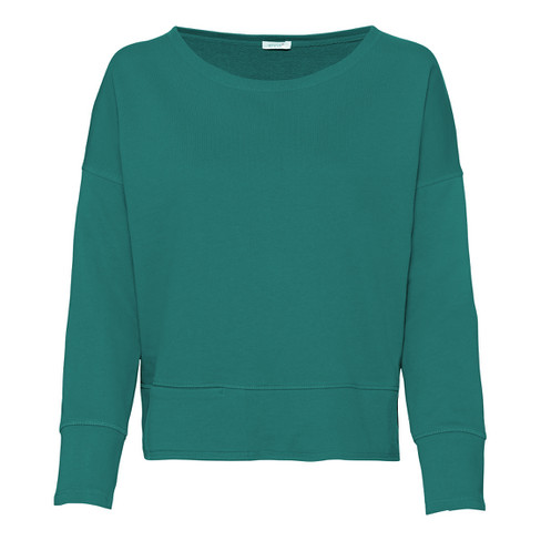Sweater van bio-katoen met boothals, groen