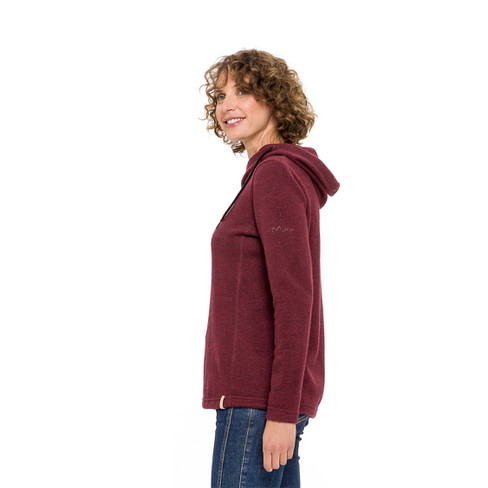 Pullover met capuchon van zuivere scheerwol, berry