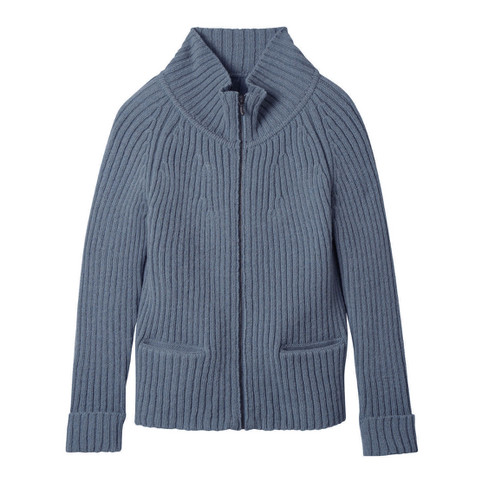 Image of Gebreid vest van bio-scheerwol, jeansblauw Maat: 40/42