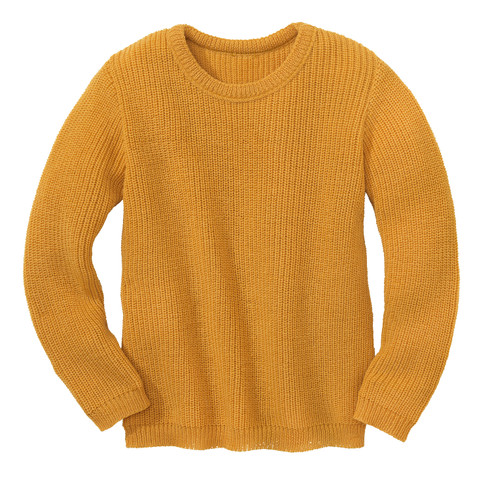 Image of Gebreide pullover van bio-scheerwol, geel Maat: 110/116