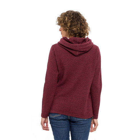 Pullover met capuchon van zuivere scheerwol, berry