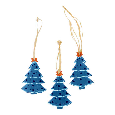 Speksteen kerstboom, 3-dlg. set, blauw