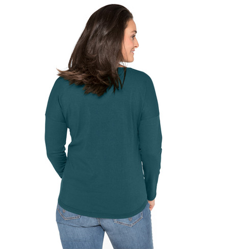 Shirt met lange mouwen van bio-katoen, smaragd