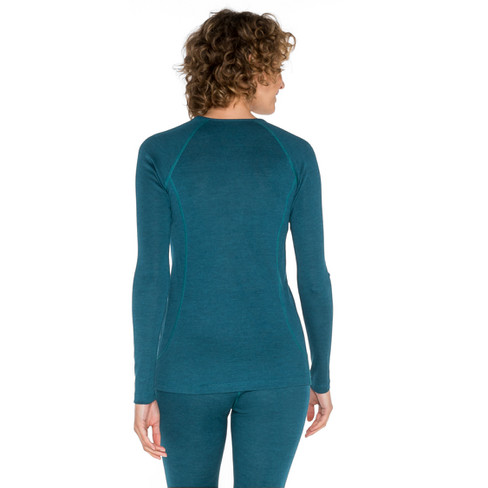 Thermo-shirt met lange mouwen van bio-merinowol met bio-zijde, oceaanblauw