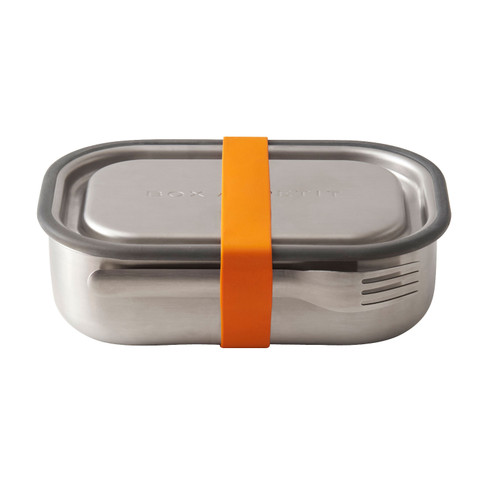 Image of RVS-lunchbox met vork, oranje Maat: