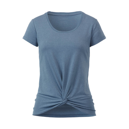 Image of Geknoopt T-shirt van bio-katoen en hennep, blauw Maat: L