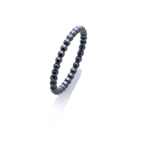 Image of Bolletjes ring van sterling zilver, donker zilver Maat: 52