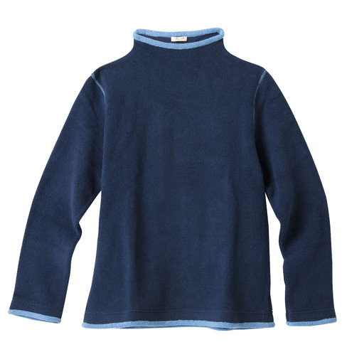 Image of Fleece pullover van bio-katoen met vulkaankraag, nachtblauw/jeansblauw Maat: M