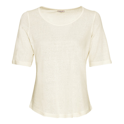 Image of Shirt met korte mouwen van bourette zijdenjersey, natuur Maat: 34