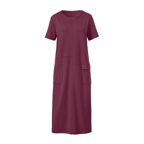 Image of Jersey jurk met korte mouwen in H-lijn van bio-katoen, bes Maat: 36/38