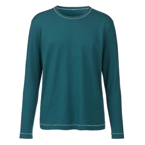 Image of Shirt met lange mouwen van bio-katoen, oceaanblauw Maat: XL