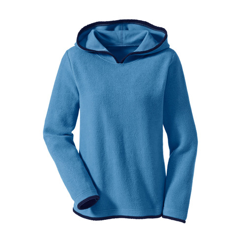 Image of Fleece pullover met capuchon van bio-katoen, jeansblauw/nachtblauw Maat: 44/46