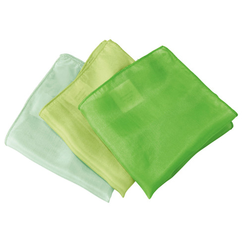 Image of Set doekjes van biologische zijde, groentinten Maat: l 27 x b 27 cm