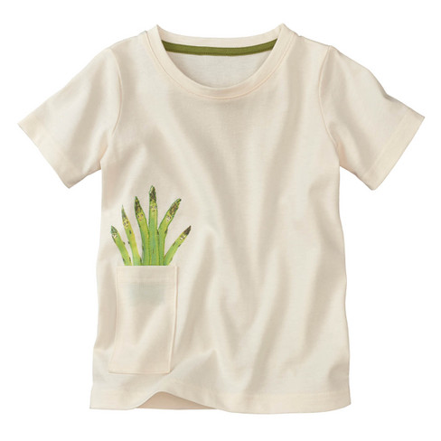 Image of T-shirt met groentenprint van bio-katoen, asperge Maat: 122/128