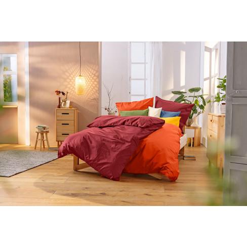 Linon beddengoedcollectie van bio-katoen, rood