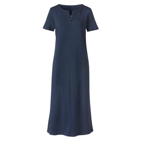 Image of Jersey jurk van bio-katoen met knoopjes, nachtblauw Maat: 36