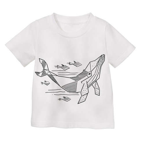 Image of T-shirt om in te kleuren van bio-katoen met elastaan, walvis Maat: 98/104