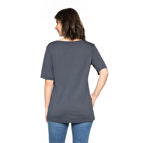 T-shirt uit lyocell en bio-katoen, nachtblauw