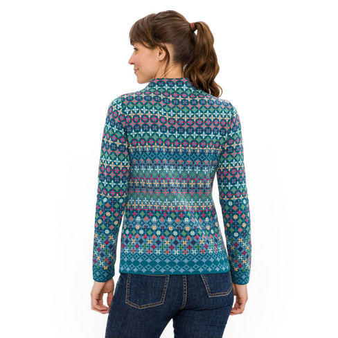 Jacquardgebreide pullover van zuiver bio-katoen, blauw-motief