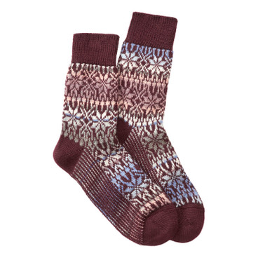 Noorse sokken bio-scheerwol, bordeaux-motief | Waschbär Eco-Shop