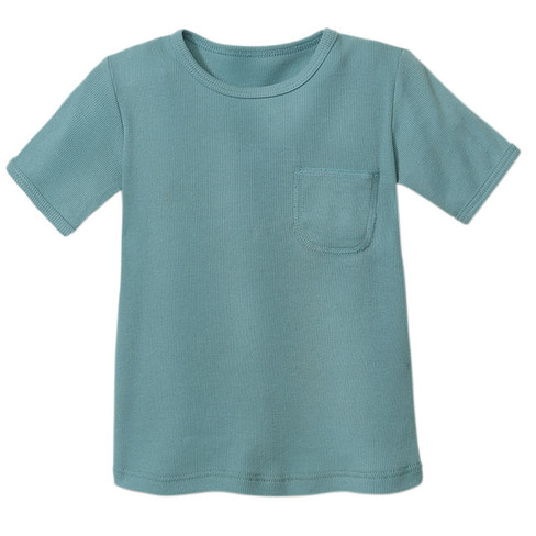 Image of T-shirt van bio-katoen met elastaan, waterblauw Maat: 86/92