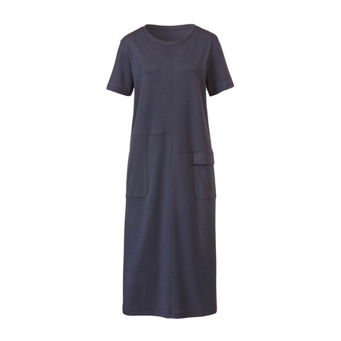 Image of Jersey jurk met korte mouwen in H-lijn van bio-katoen, nachtblauw Maat: 36/38