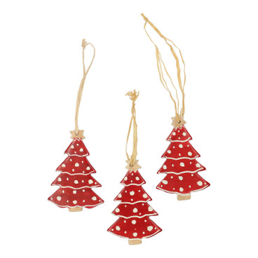 Speckstein-Tannenbaum, 3-er Set, rot